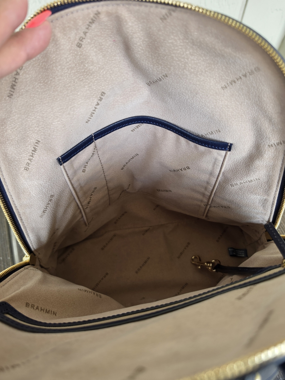 Brahmin Rosemary Deep Navy Leather Backpack with Top Handle - Picture 10 of 10